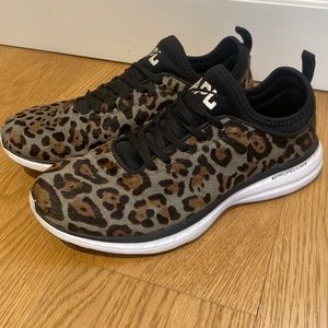 APL calf hair leopard running shoe